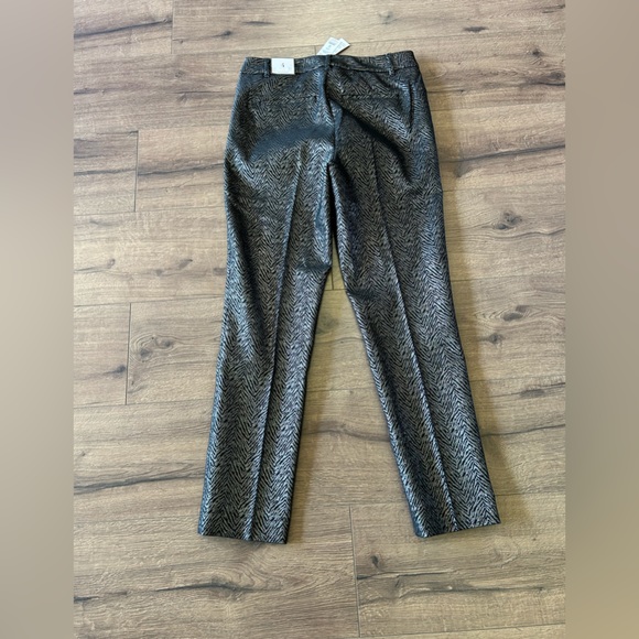 NWT WHITE HOUSE BLACK MARKET WOMENS SLACKS SLIM ANKLE BLACK SILVER SIZE 4R - Picture 4 of 9